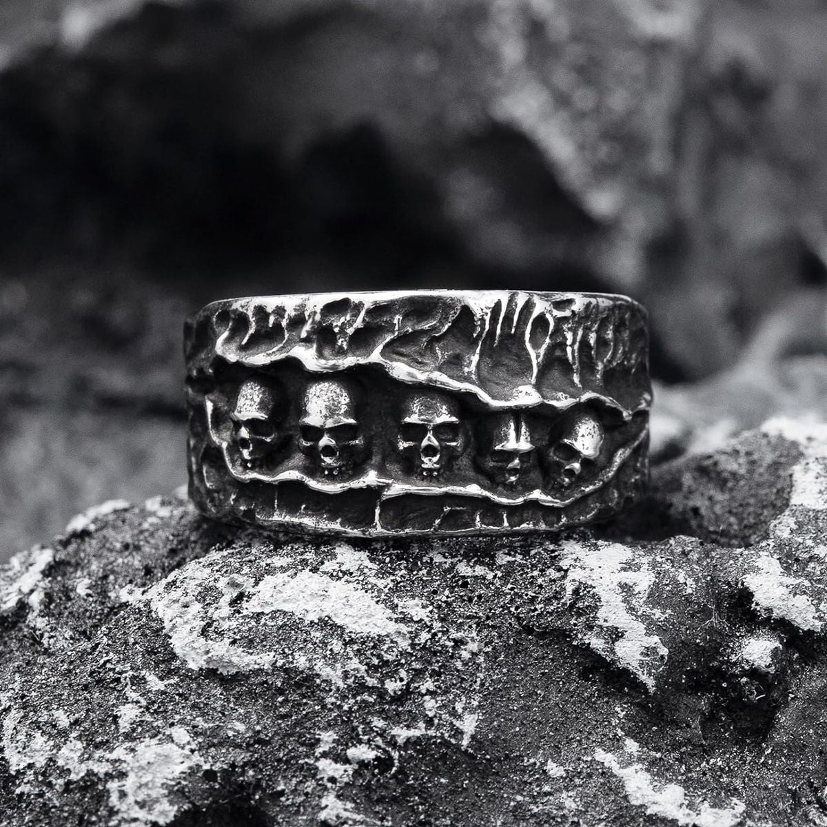 Hip Hop Punk Skull Sterling Silver Ring