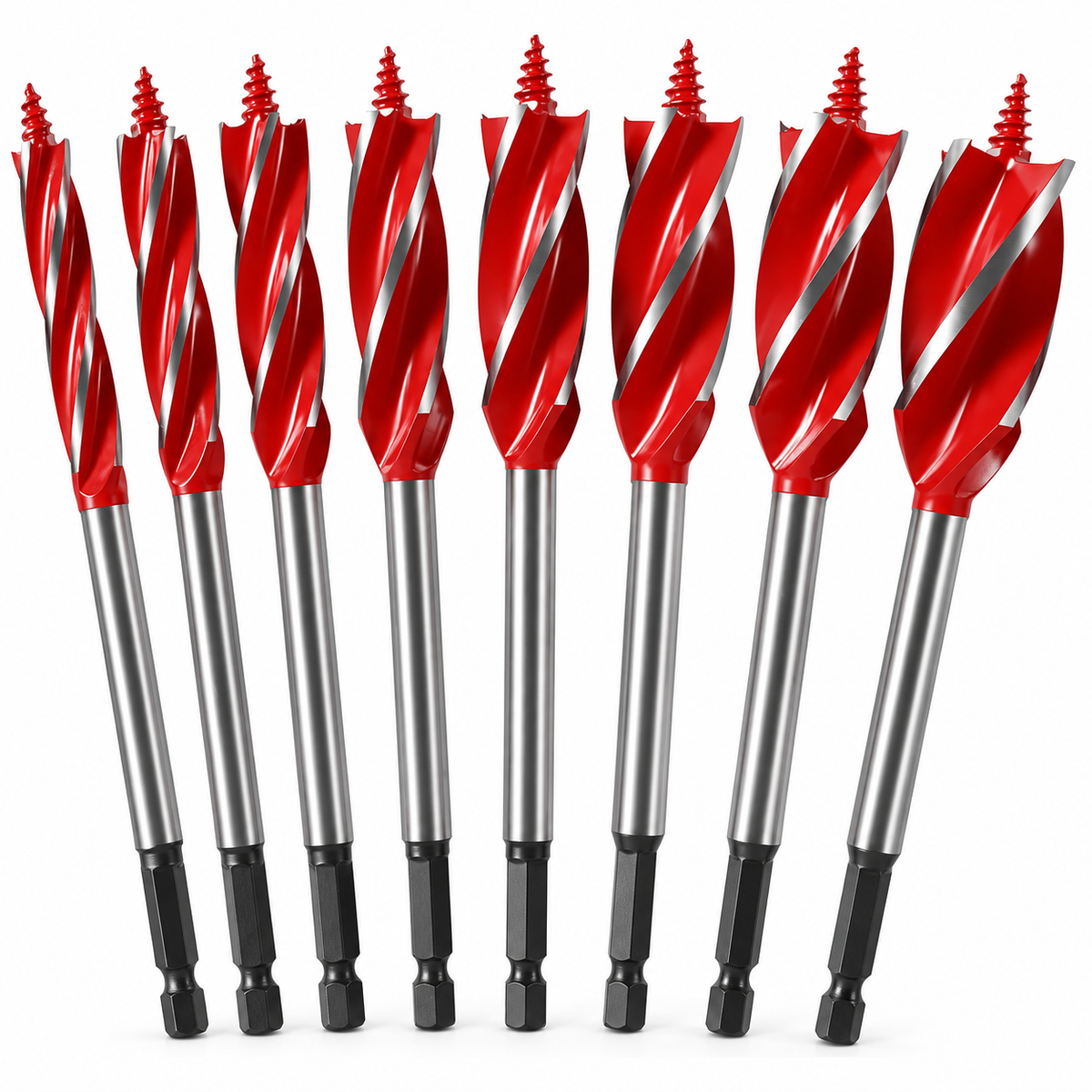 8-Piece 4-Flute Wood Drill Bit Set — Tackle Woodworking Jobs with More Size Options