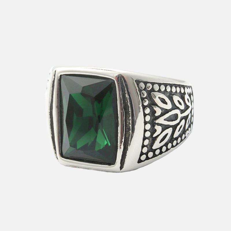 Classic Tulip Stainless Steel Men's Gemstone Ring