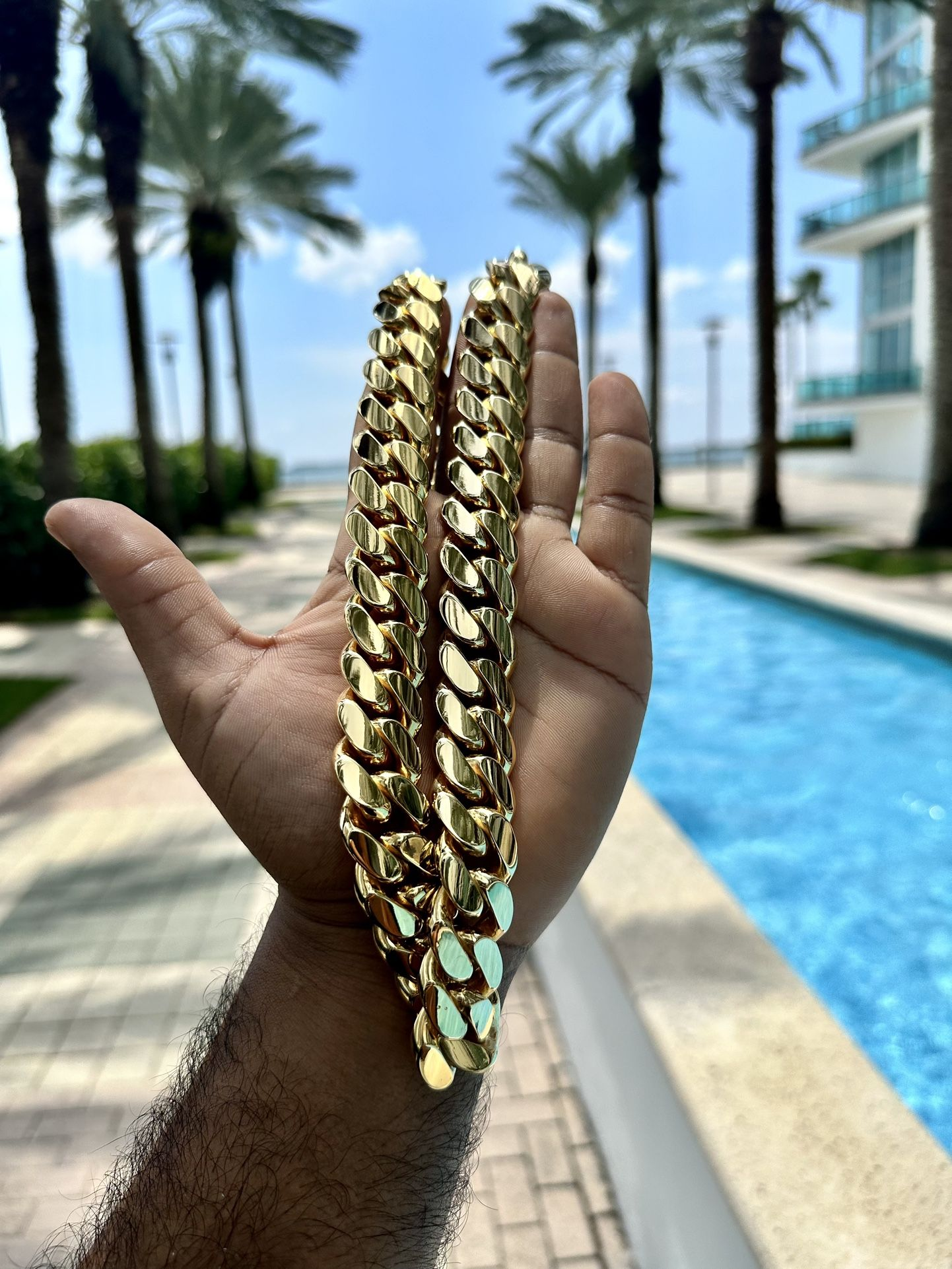 12mm 18K Gold Cuban Chain and Bracelet Set