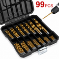 99-Piece Titanium-Coated HSS Drill Bit Set