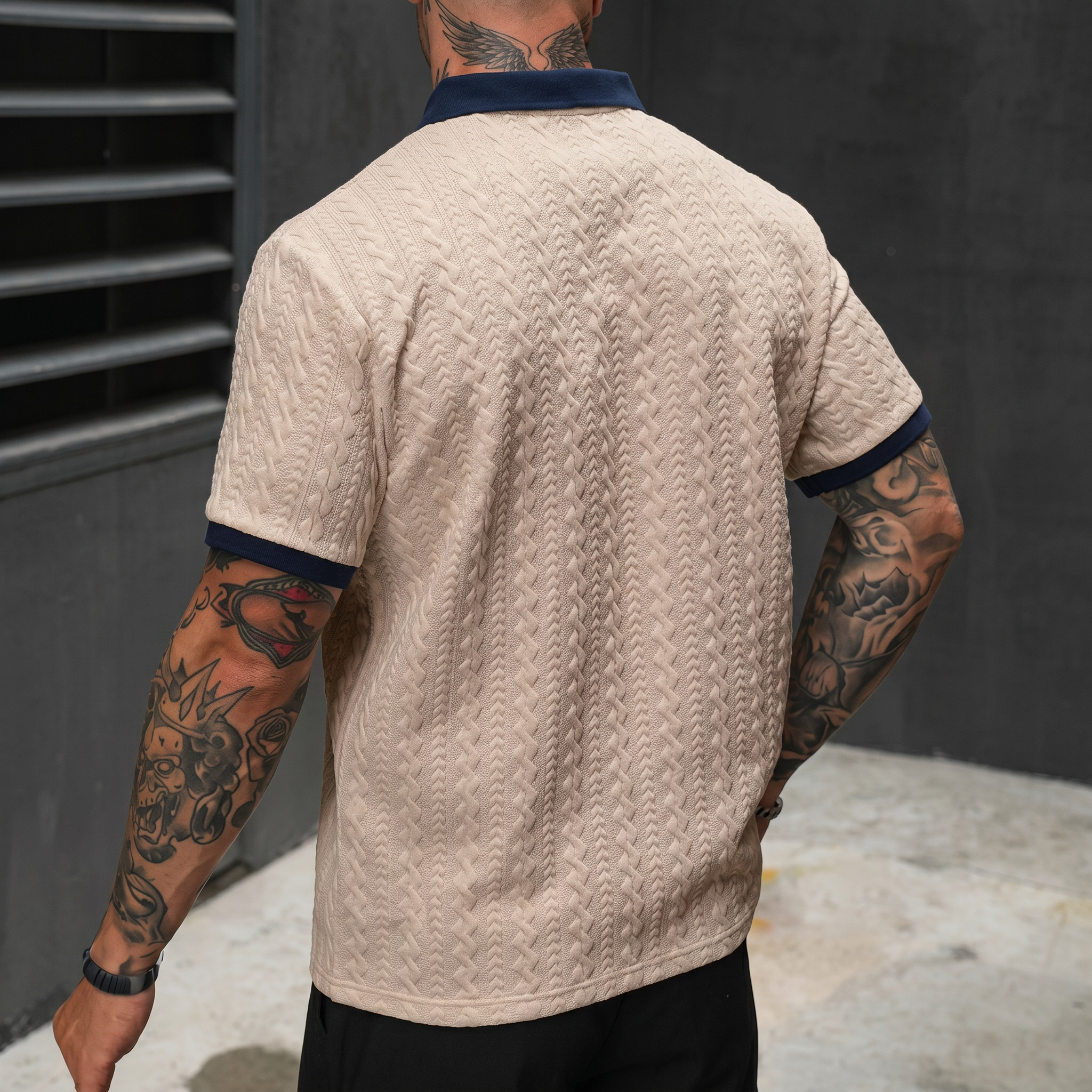 Men’s Premium Textured Knit Polo Shirt – Short Sleeve Slim Fit Old Money Casual Top