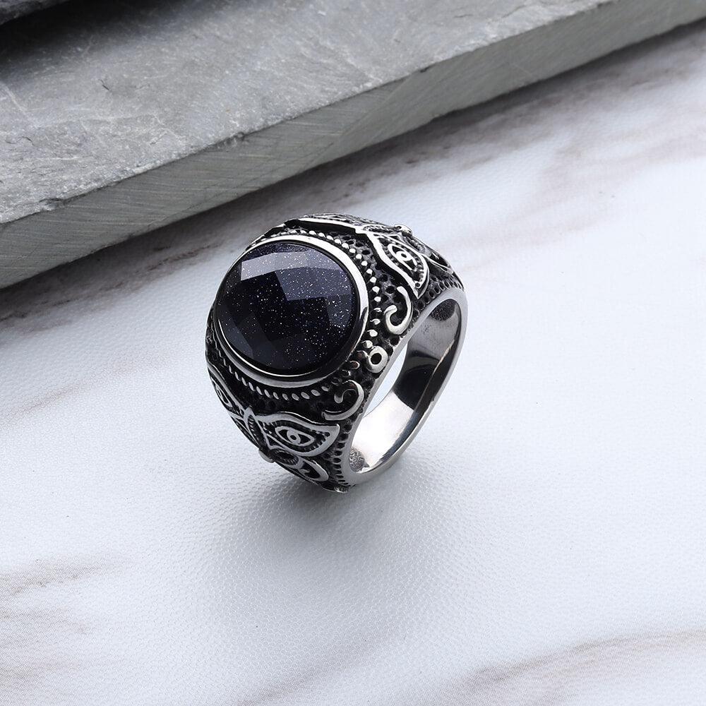 Pattern Tiger's Eye Men's Gemstone Ring