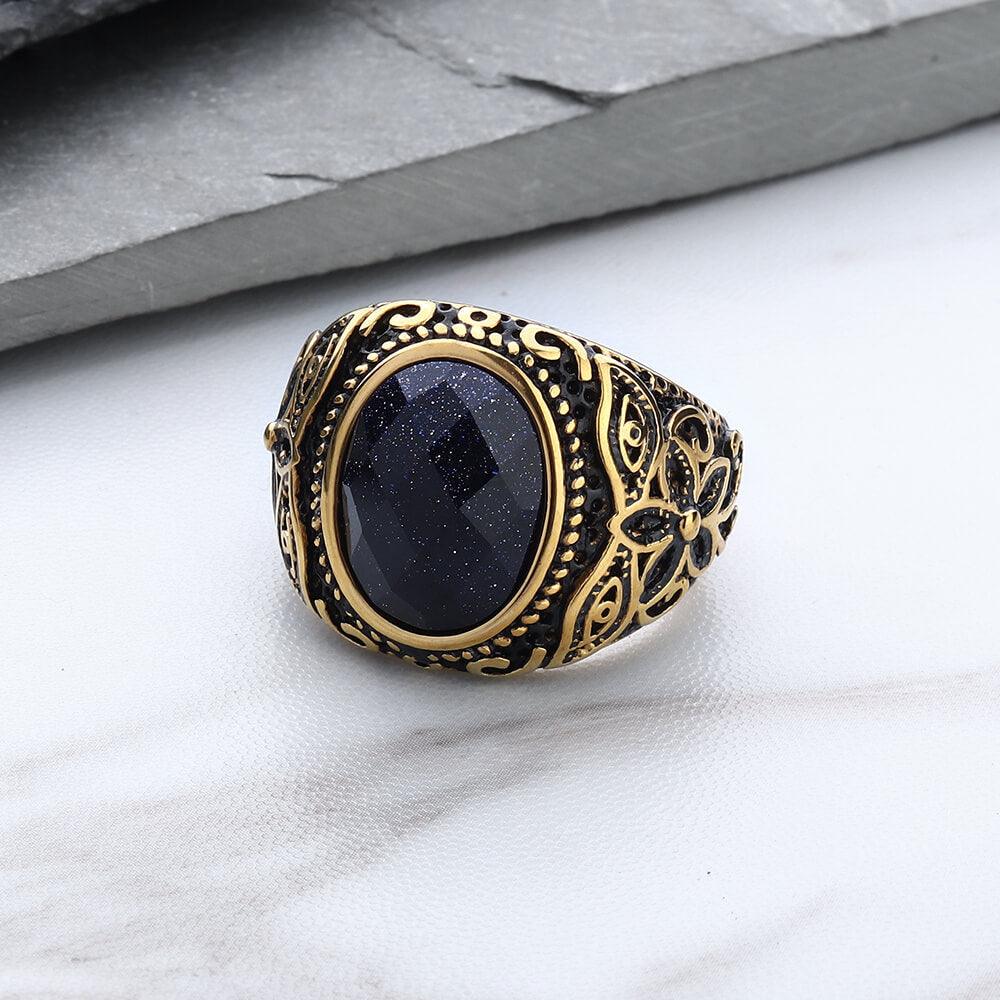Pattern Tiger's Eye Men's Gemstone Ring