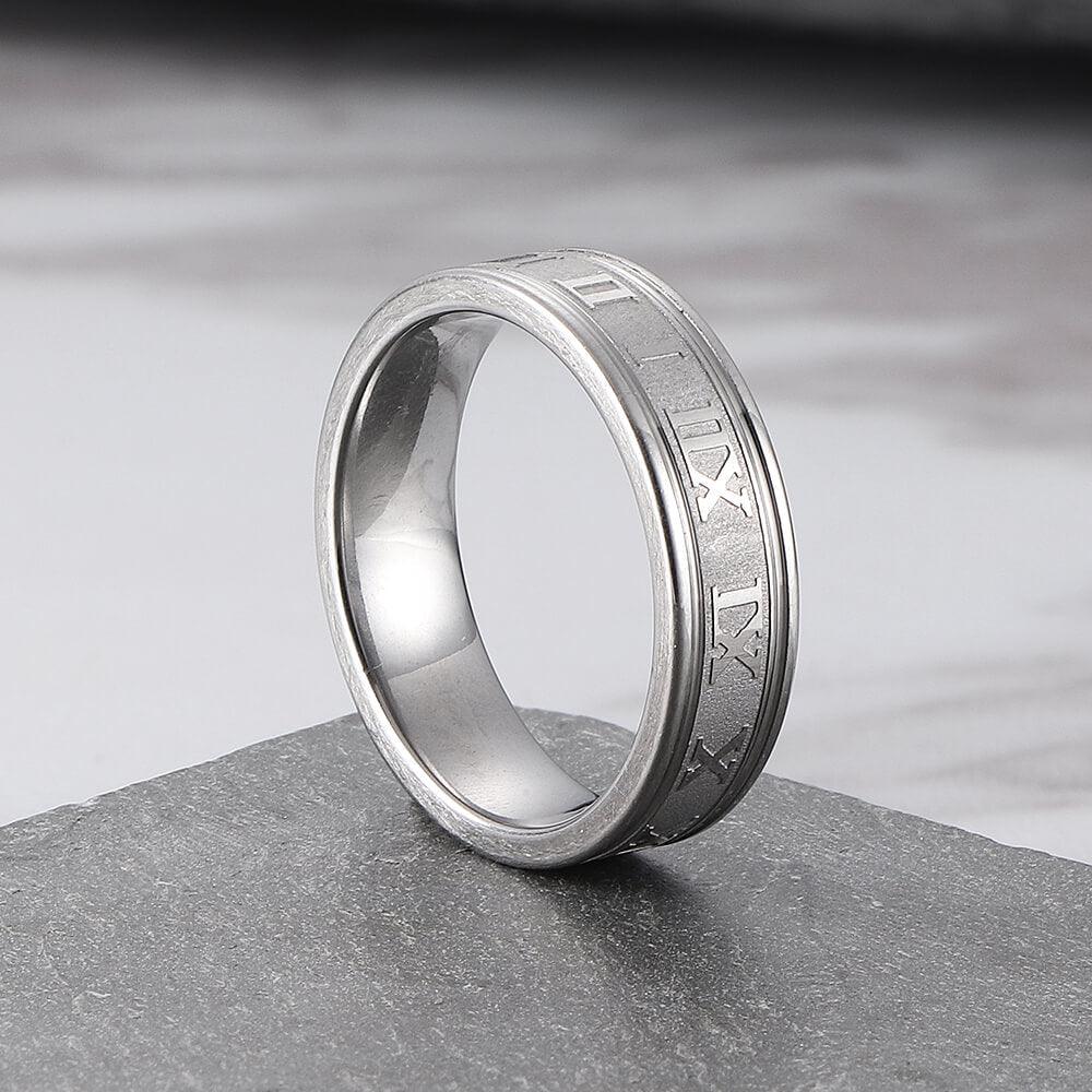 Roman Numeral Stainless Steel Ring