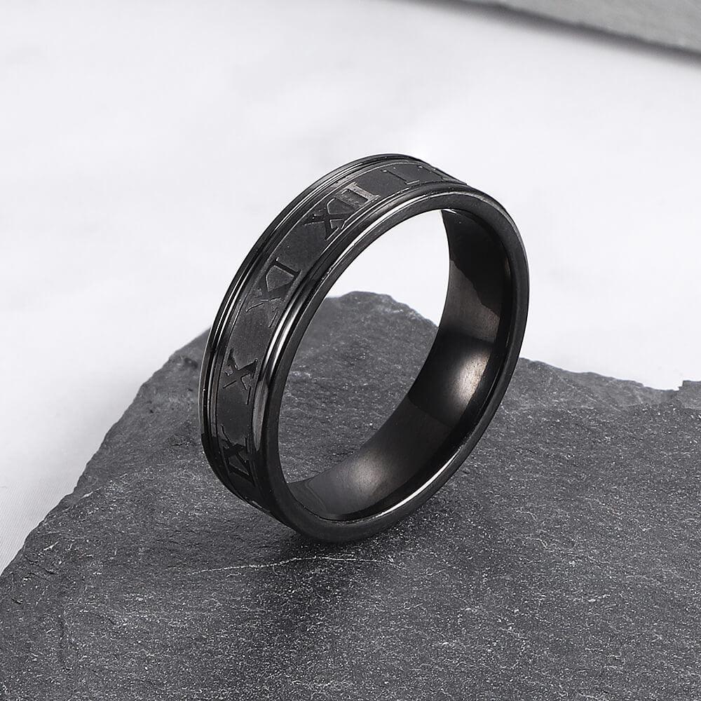 Roman Numeral Stainless Steel Ring