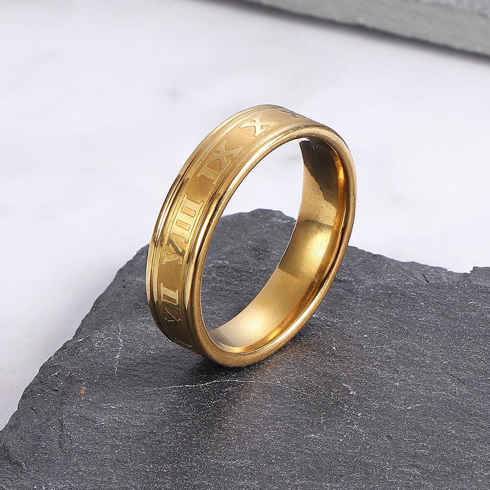 Roman Numeral Stainless Steel Ring
