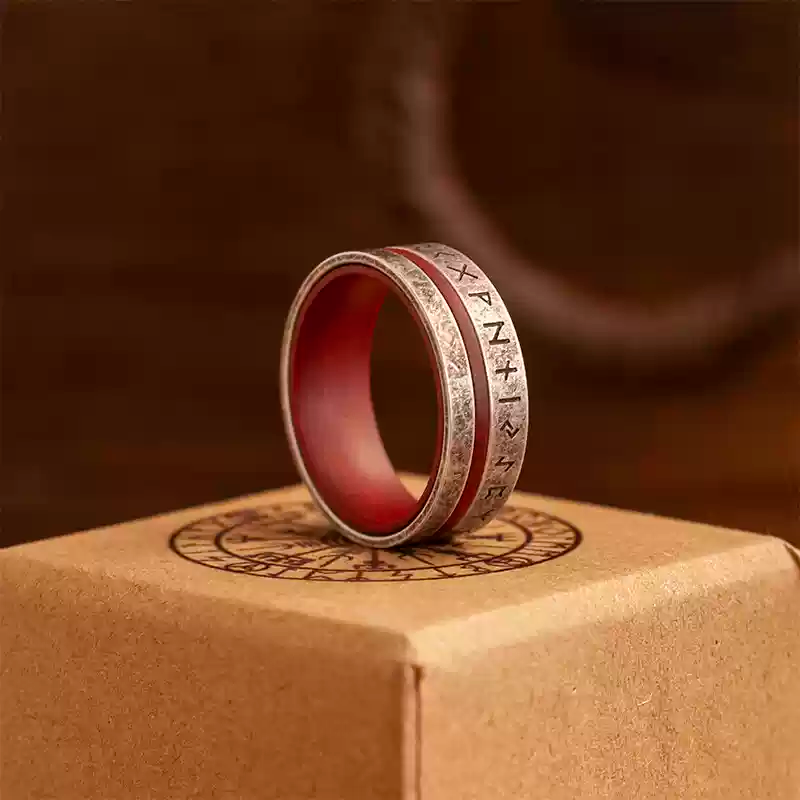 Angolan red viking rune ring