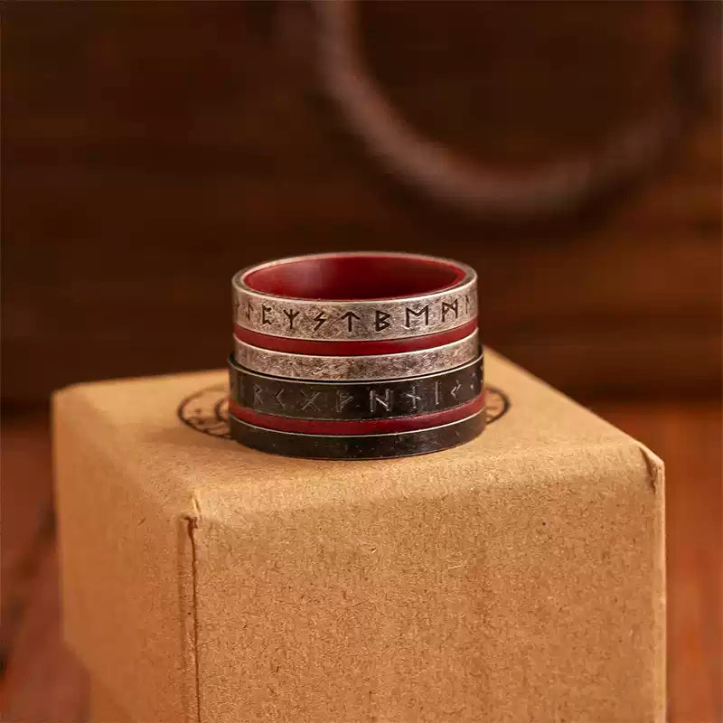 Angolan red viking rune ring