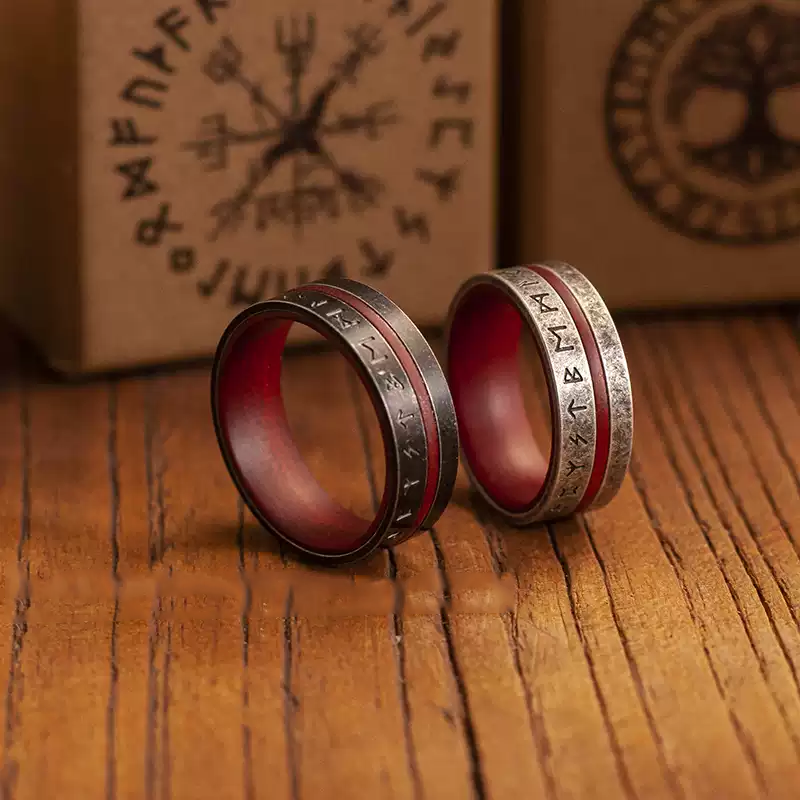 Angolan red viking rune ring