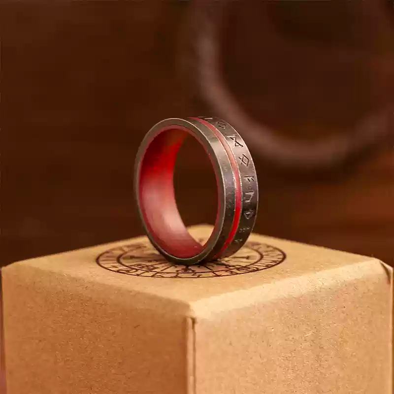 Angolan red viking rune ring