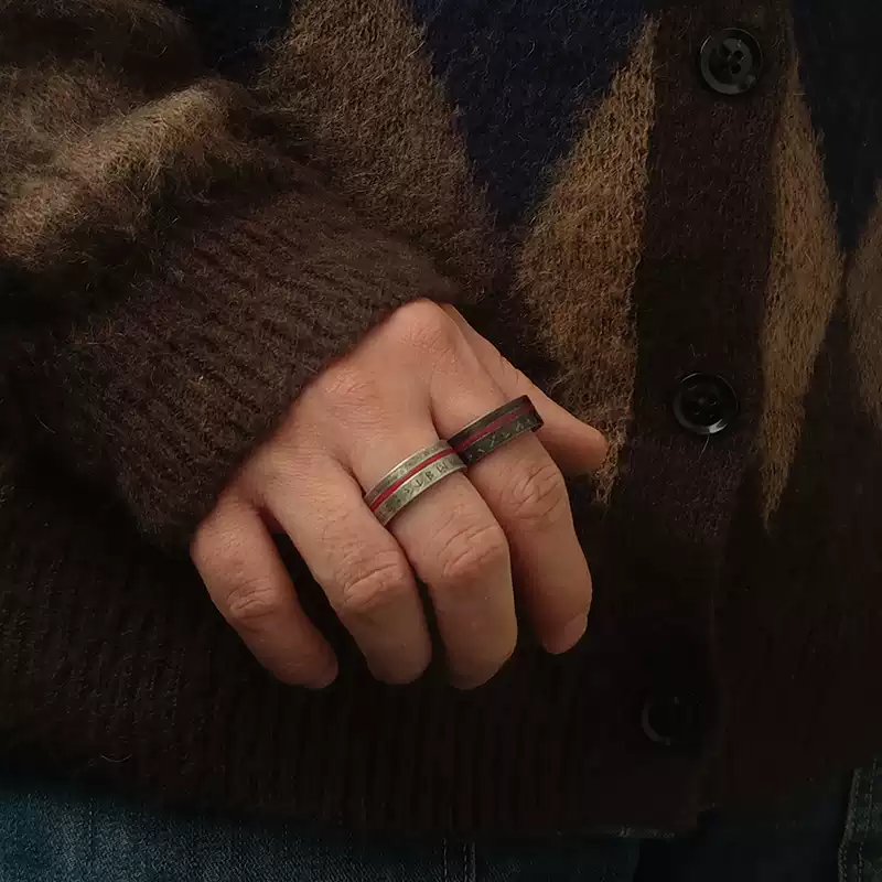 Angolan red viking rune ring